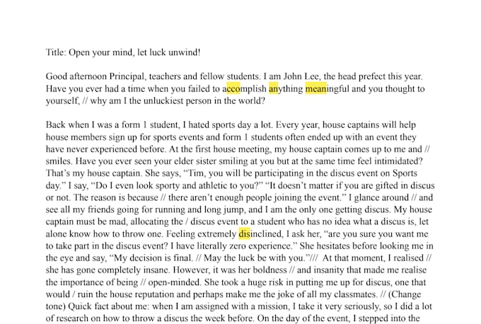 help you write english scripts and essays